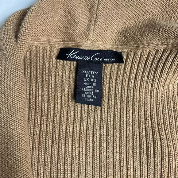 Kenneth  Cole New York Womens Open Front Cardigan Beige Zip Waist Sweater XS - Picture 3 of 11